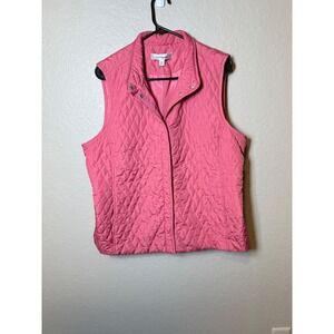 Croft & Barrow Quilted Vest Women's XL Sleeveless Pink Snap Button Pockets